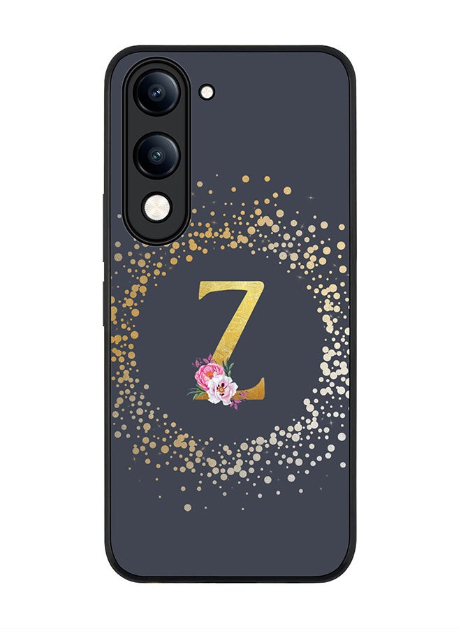 For vivo Y29s 5G / Y19s 5G Case,Slim fit Camera Protection, Shockproof Thin Phone cover  - Custom Monogram Floral - Z  (Grey )